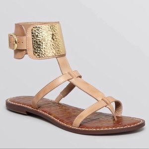 Sam Edelman Shoes - Sam Edelman Genette Tan Gold Ankle Cuff Sandals Sam Edelman Shoes - Sam Edelman Genette Tan Gold Ankle Cuff Sandals
